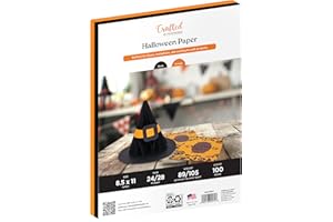 Crafted by PrintWorks Halloween Paper 8.5" x 11" - 100 Sheets - Black and Orange Paper - Ideal for School & Craft Projects - 