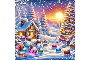 JFYHAB Christmas Snowman Diamond Painting Kits for Adult, Xmas Tree Forest Diamond Art Kits for Beginner, DIY Full Drill Winter Rhinestone Diamond Dots Gem Painting Art Craft Home Decor 12 x12 Inch