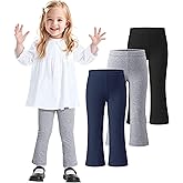 ZUEMET 3 Pack Baby Girls Flare Leggings Toddler Bell Bottoms Pants Infant Girl Soft Cotton Clothes Size 18M-5T