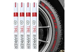HUWANDE 4Pcs Car Tire Marker Pens,Waterproof Car Tire Paint Pen,Anti-drying Letter Graffiti Ink Marker (Red)