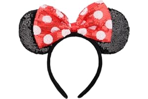 Mouse Ears Bow Headband, Sequined Ear Style Hair Hoop, Fashion Hair Accessories for Halloween Christmas Cosplay Party