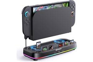 NEWDERY Cooling Fan for Nintendo Switch 2 Dock with Dual Fans, 3 Adjustable Speeds, RGB Light Modes, 6 Game Card Slots & 3 US