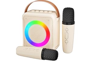 Ankuka Toys Karaoke Microphone Machine for Kids, 4-12 Years Old Girls Birthday Gifts, Portable Speaker with 2 Kids Microphone Toys for Girls Boys Age 3, 4, 5, 6, 7, 8, 9, 10+Year Old(Beige)