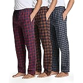 Real Essentials 3 Pack: Men's Soft Cotton Flannel Pajama Pants PJ Lounge Bottoms Elastic Waist Pockets (Big and Tall)