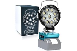 EDTRAN Cordless Work Light for Makita 18V Battery,27W 2400LM Portable Cordless Floodlight with USB&Type C Fast Charging Port for Makita Tools,LED Spotlight for Camping,Fishing,Workshop