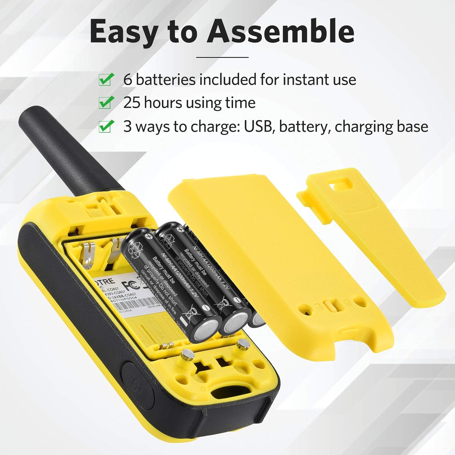Walkie Talkies for Adults - COTRE Two Way Radios, Up to 32 Miles Long Range USB Rechargeable Walkie Talkies w/ 2662 Channels, NOAA & Weather Alerts, VOX Scan, LED Lamp for Outdoor Activities, Yellow: Car Electronics