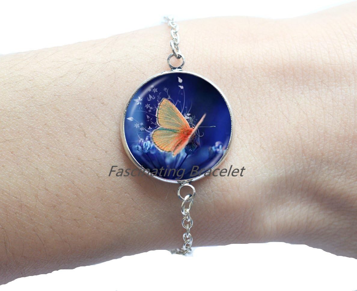 Fashion Bracelet,Butterfly Bracelet, Blue Butterfly Bracelet, Watercolor Painting of Butterfly Photocopy Bracelet, Gifts For Her, Fashion Style Bracelet,AE0061