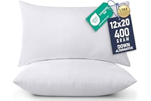 Utopia Bedding 12x20 Pillow Inserts, Set of 2, White – Indoor Decorative Throw Pillows for Bed, Sofa & Couch – Soft, Supportive & Fluffy Cushion Inserts