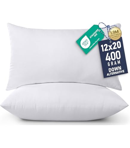 Coussin Traversin Lin Blanc Et Marine, Fait Main, Style Vintage, 18x8 Pouces