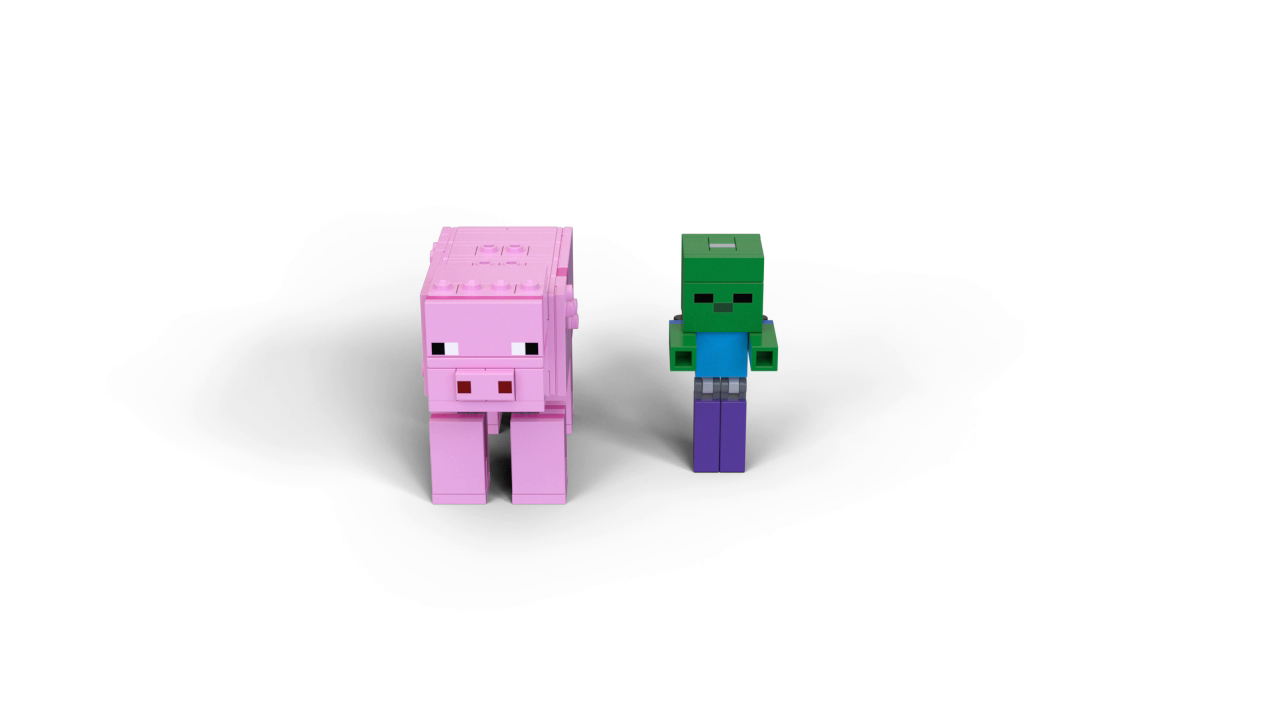 Lego 21157 Minecraft BigFig Schwein mit Zombiebaby, Spielzeug für Kinder ab 7 Jahren, baubare Figuren – Bild 8