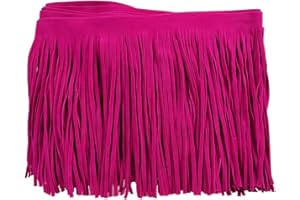 KEHUADIY 3 Yards 6 Inch Double Side Suede Tassel Fringe Trim, Faux Leather Fringe Trim for DIY Sewing Craft Garment Hem Accessories Handbag Boots Embellishment Decoration (Rose red)