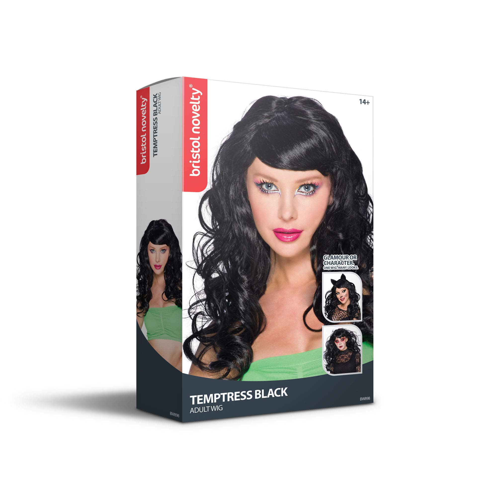 Bristol Novelty BW898 Temptress Gothic Wig, Black, One Size