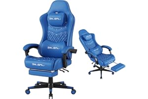 MINOMAC Gamtimer Gaming Chair, 400 lbs Adult Chair, High Back Computer Chair with Footrest and Linked Armrests, Office Video Game Chair with Lumbar Support (Blue)