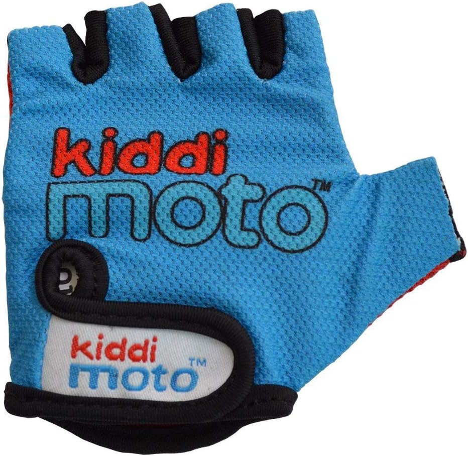 Kiddimoto Blue Anti Slip Kids Bike Gloves For Kids Boys & Girls Best Toddler Bike Gloves Ages 2-8 Fingerless Cycling Gloves for Youth Sports Like Mtb Bmx Dirt Biking