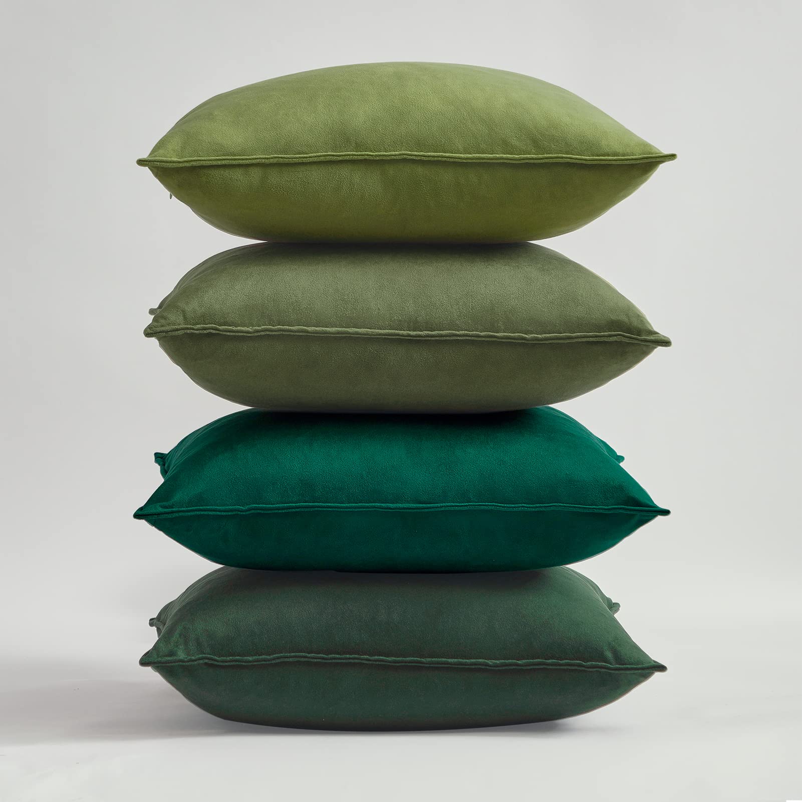 Topfinel Cushions 50cm x 50cm Sofa Bed Chair Green Velvet Cushion Covers Fluffy Large Throw Soft Pillow Cover Set of 4 for Livingroom,20x20 inch