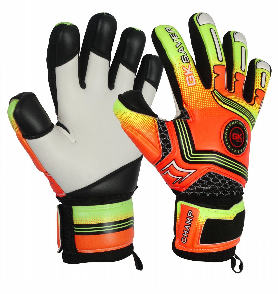 GK Saver Football Goalkeeper Gloves Champ 01 Orange Negative Cut Goalie