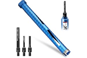 DaduoRi 1" Core Drill Bit with 3 Adapters: SDS Plus, SDS Max and 1/2" Hex Shank, 5/8"-11 Arbor, 9.5" Drilling Depth Dry Diamo