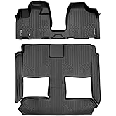 SMARTLINER Floor Mats 3 Row Liner Set Compatible with 2008-2016 Chrysler Town & Country