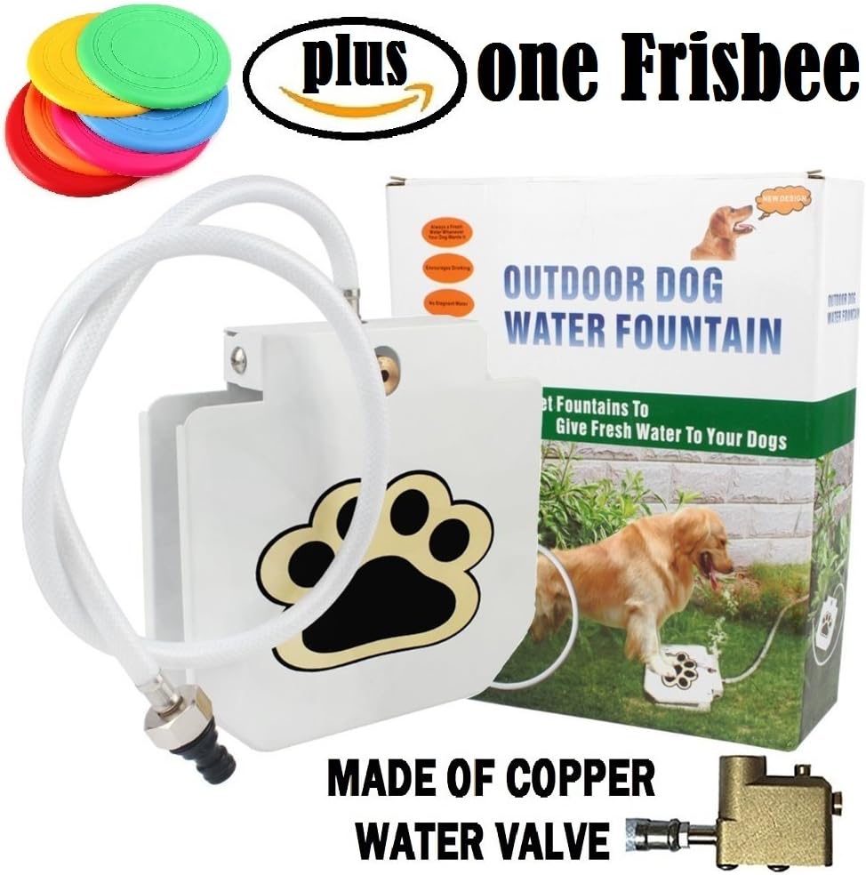 ZaRRian Dog Fountain - [Upgraded Version] Outdoor Dog Water Fountain Pet Step-on Drinking Training Tool for Dogs, Durable and NO Leakage - with 41" Hose