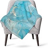 Jbofyee Blue Teal Turquoise Marble Throw Blankets All Season Ultra Soft Warm Fleece Blanket for Home Bed Sofa Couch Chair Outdoor Travel Camping 40x30 Inch