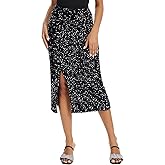 LADI TREND Women's Sequin Velvet Midi Skirt Elastic High Waist Night Out Split Hem Party Skirts