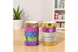 10 Rolls Glitter Decorative Tape Set for Journals, Scrapbooking, DIY Crafts, Party Decor, and Creative Paper Projects (Shimme