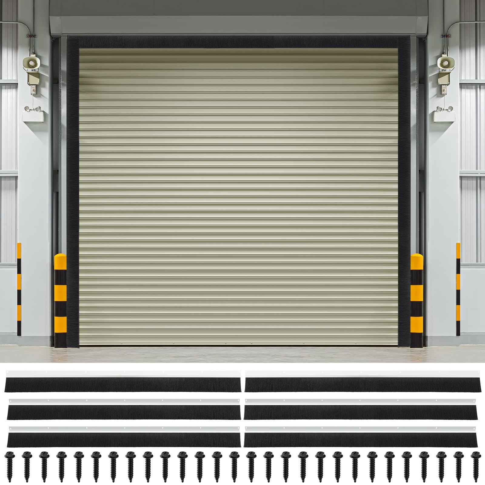 Photo 1 of DoubleFill 3" Garage Brush Seal Kit for Roll-up Doors 10 x 10ft Heavy Duty Nylon Brush with Aluminum Track Weatherproof Commercial Door Bottom Seal for Warehouse, Energy Saving, Pest Proof, Black