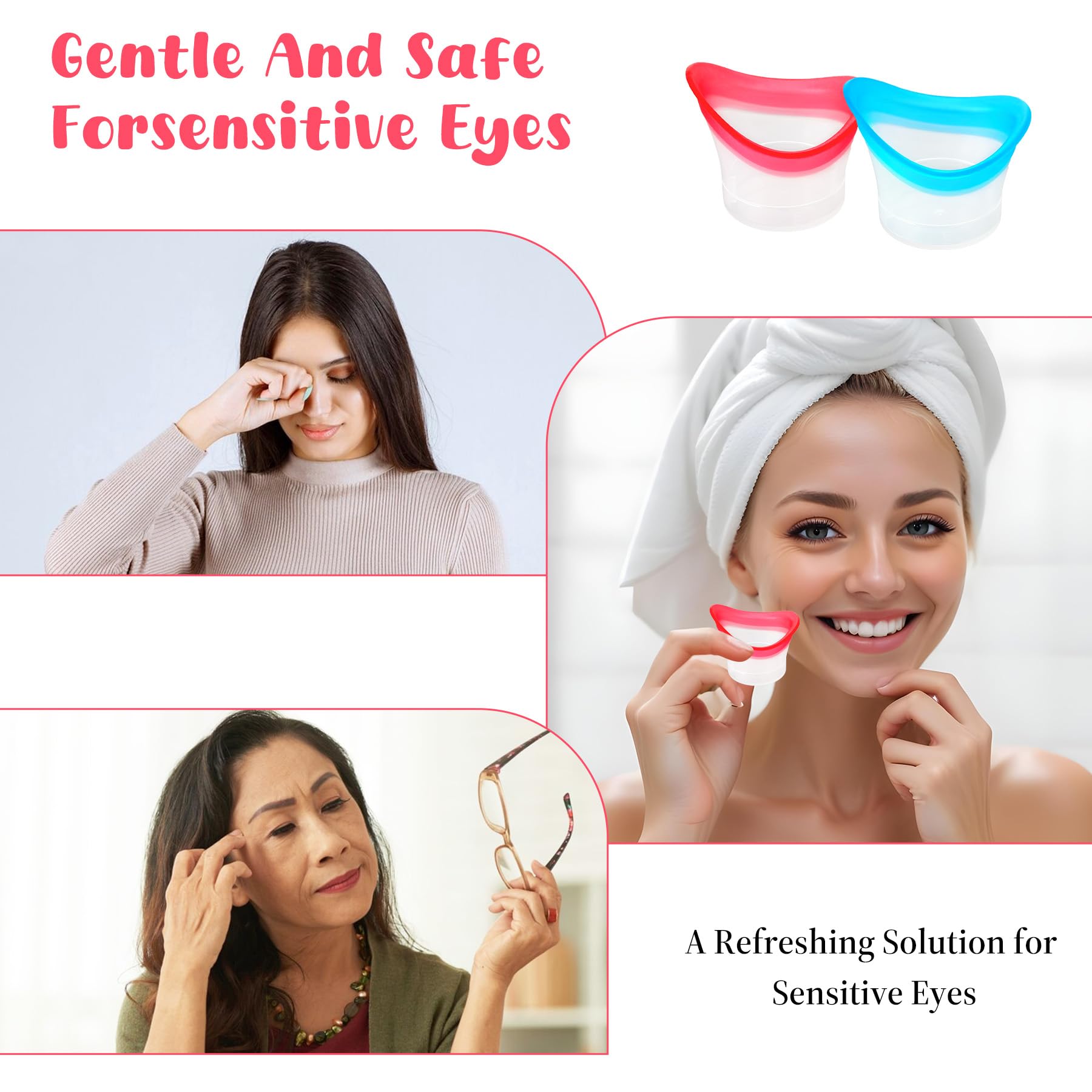 2pcs Eye Wash Cup Eye Wash Bath Kit Silicone Eyes Cleansing Cup for Eyes Rinse Portable eye Care Tool Cleaner for Quick Effective SoothingTired eyes Refresh Clean Dust Makeup Irritants