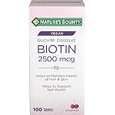 NATURE'S BOUNTY Biotin, Quick Dissolve Tablets, Maintains Hair And Skin Health, Maintains Nail Health, Helps To Metabolize Nu