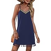 AI'MAGE Swimsuit Coverup for Women Sleeveless Tassels Bathing Suit Cover Ups Spaghetti Straps V Neck Swim Beach Dresses S-3XL