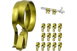Amazing Drapery Hardware Cafe Rod Clip Rings 3/4 Inch Diameter, Durable Metal, 14 Pack, Brass - Fits 7/16" and 5/8" Diameter Rods