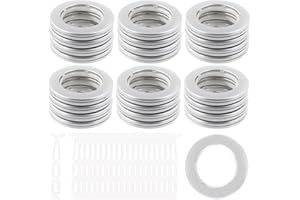 Swpeet 20 Pack Silver Plastic Curtain Grommets, Inner Diameter 40mm-1.7Inch Silencer Sliding Black Sheers Curtain Grommets, C