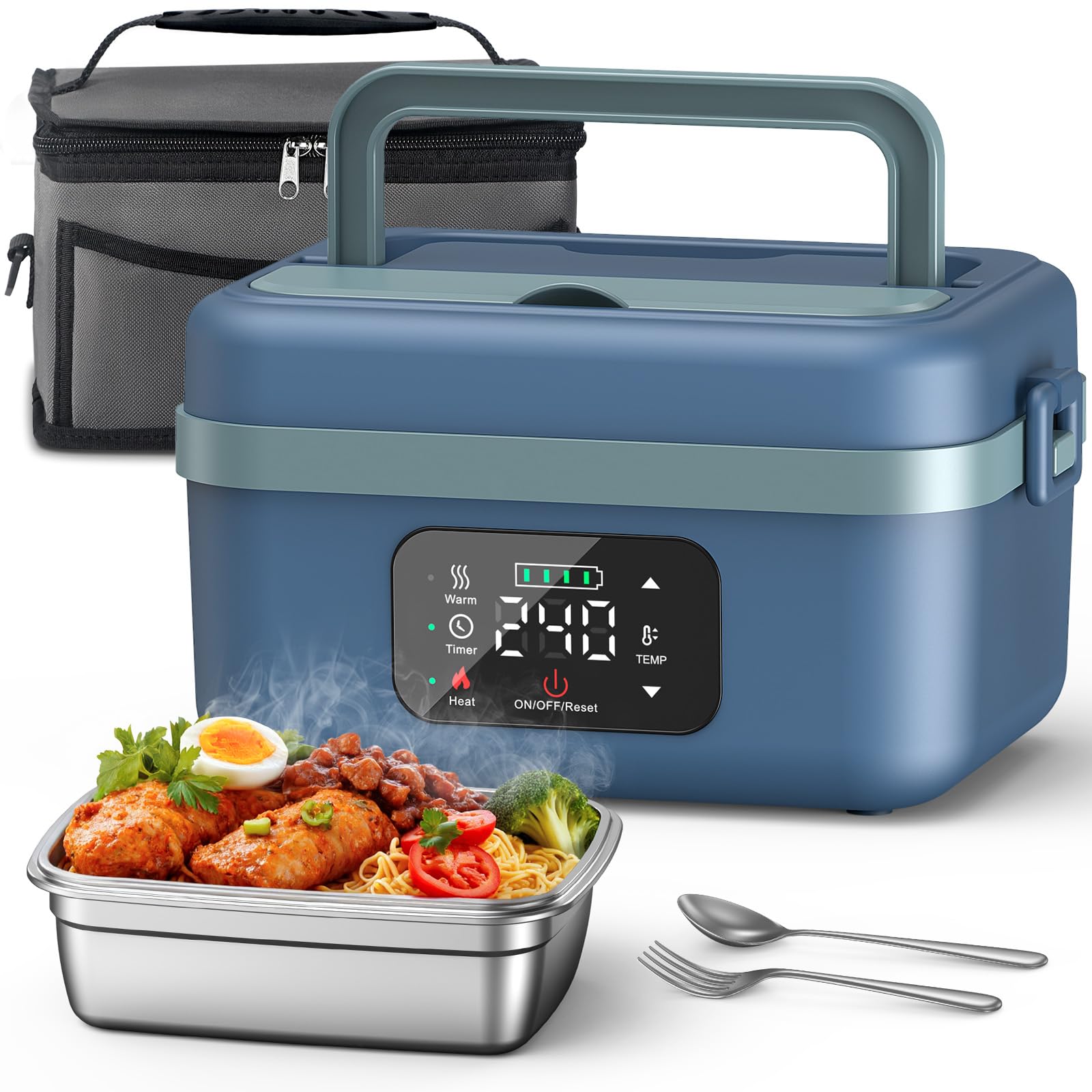 Photo 1 of VASG Heated Lunch Box for Adults, 16000mAh Cordless Rechargeable Electric Lunch Box with 1L Stainless Steel Container, Portable Self-Heating Food Warmer for Work, Construction, Office & Travel