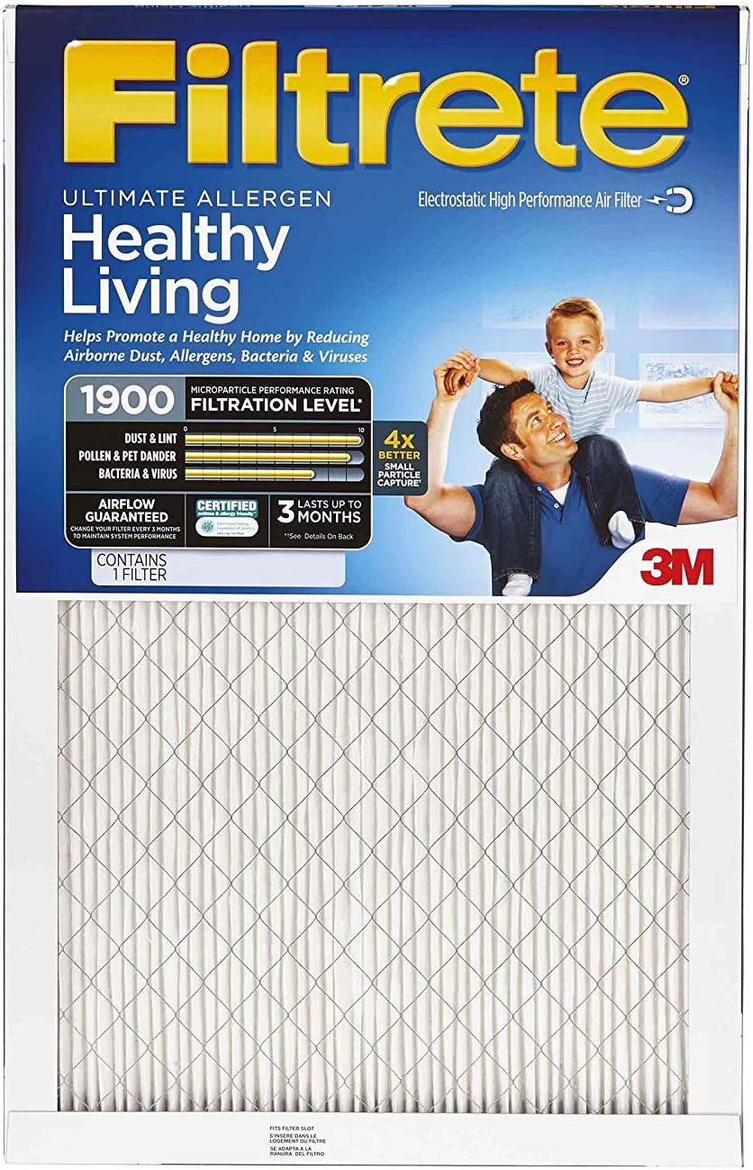 Filtrete 20x25x1, AC Furnace Air Filter, MPR 1900, Healthy Living Ultimate Allergen, 4-Pack