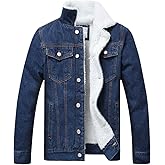 LZLER Men's Fleece Jean Jacket Winter Cotton Sherpa Lined Denim Fur Trucker Jacket