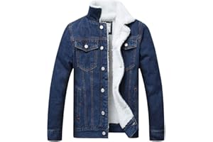 LZLER Men's Fleece Jean Jacket Winter Cotton Sherpa Lined Denim Fur Trucker Jacket