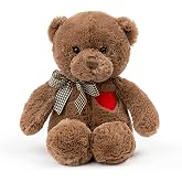 Adorlynetty 11.4&rdquo; Small Teddy Bear with Heart Cute Brown Teddy Bear Stuffed Animals Soft Stuffed Bear Plush Bear Plushie Toys Gifts for Girlfriend Boyfriend Kid