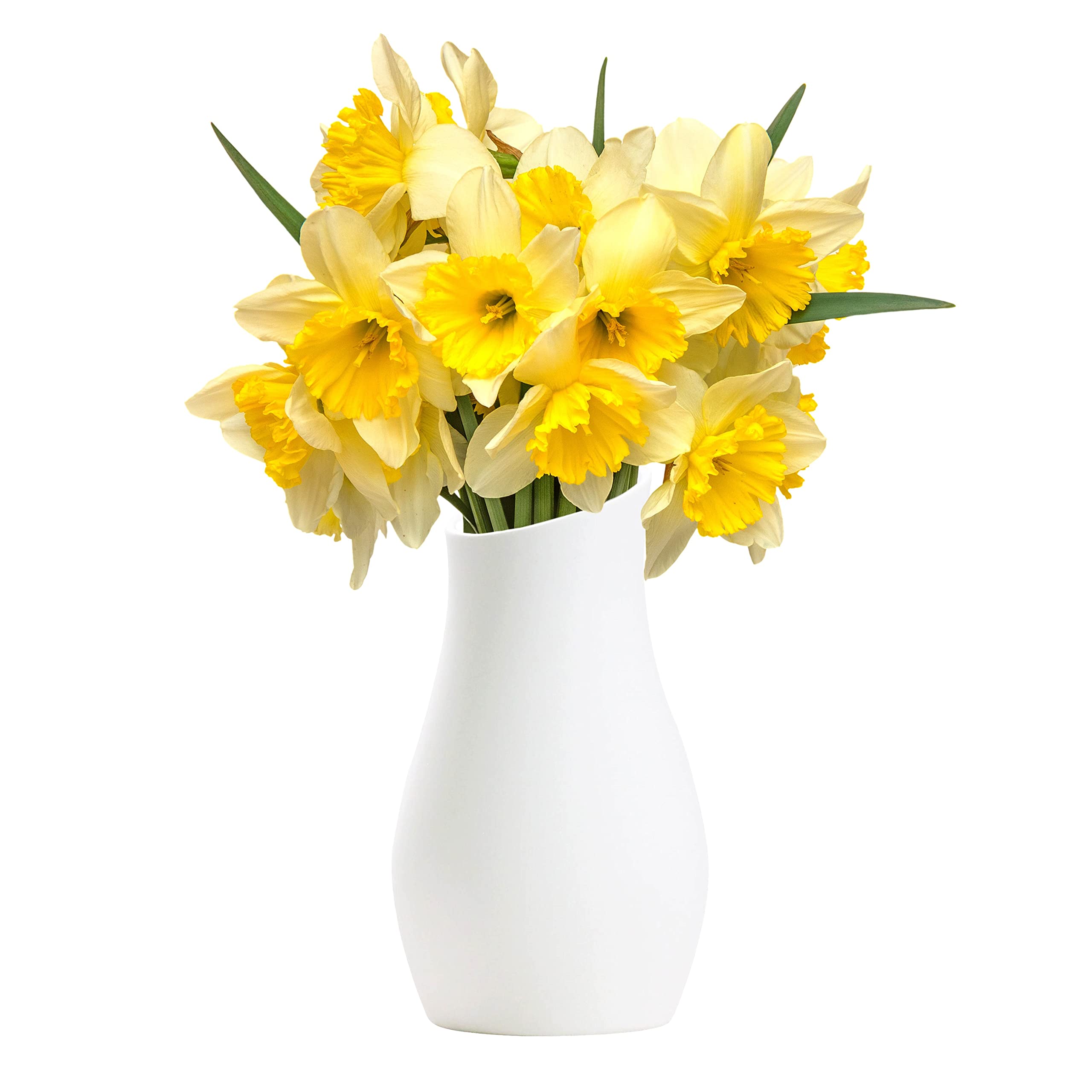 Sorrento Ceramic Matt White Vase - Flower Vase for Indoors Premium Home Decor - 20cm