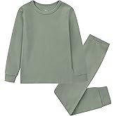 Organic Cotton Boys Girls Pajama Set, 2-Piece Kids Long Sleeve Top and Pants Pajamas, Toddler Snug Fit Sleepwear Set