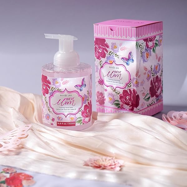 ROMIIE ZOI FOAMING HAND SOAP FOR MOTHER’S DAY GIFT BASKET – SHABBY FLORAL DESIGN, INFUSED WITH ROSE SCENTED AROMA – 500 ML / 16.8 FL OZ