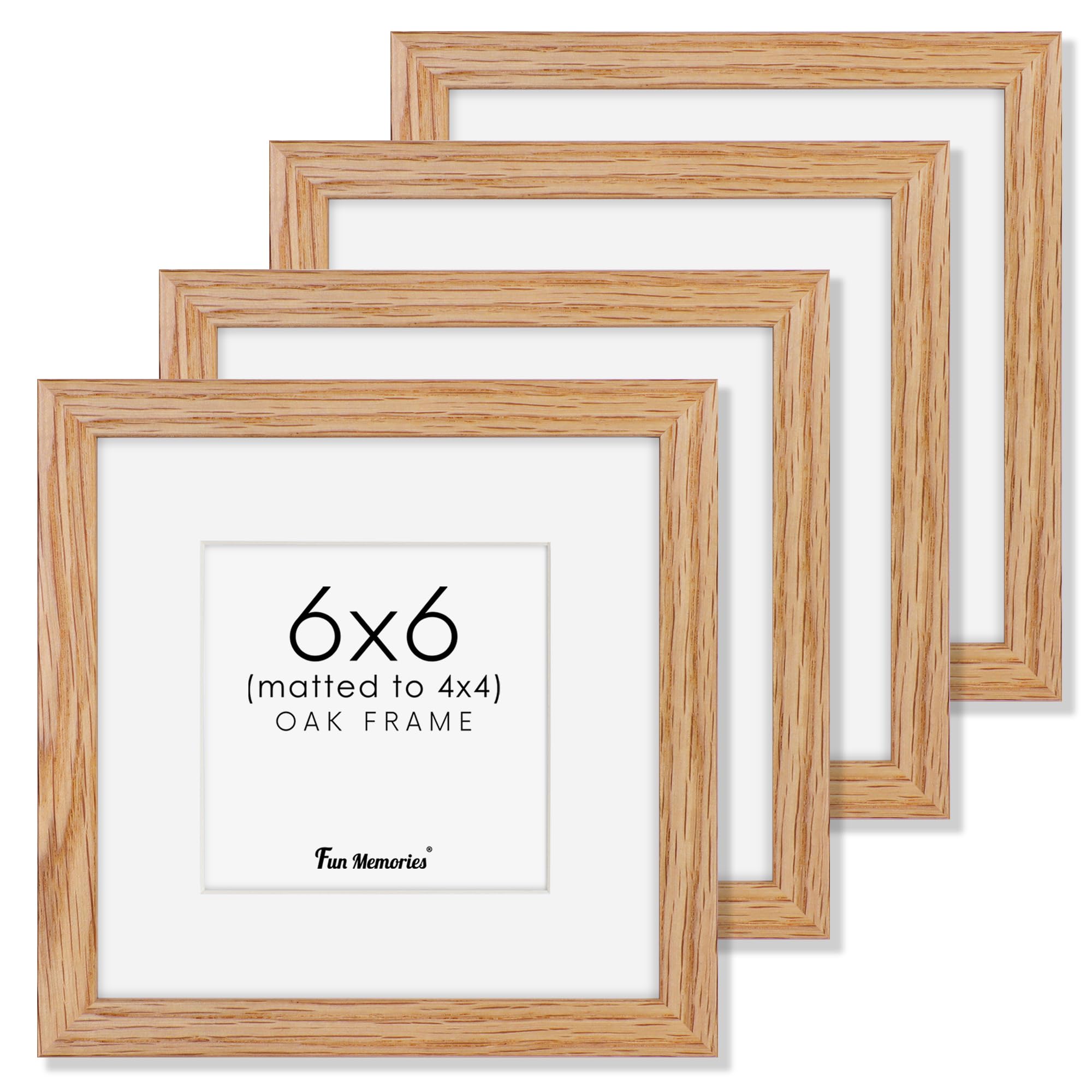 6x6 Picture Frames, Solid White Oak Wood Frame 6 x