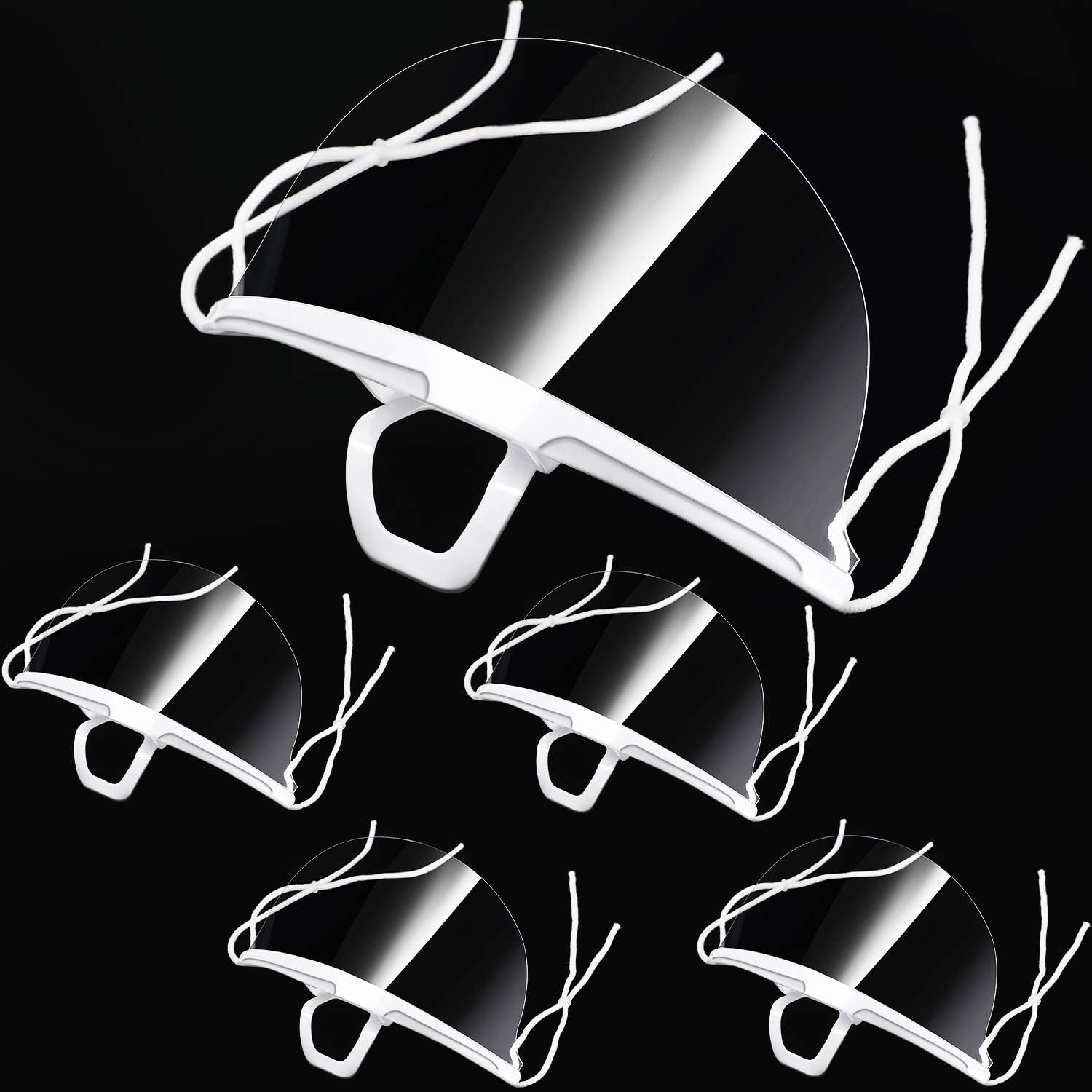 BBTO 5 Pieces Transparent Open Mouth Shield Sanitary Reusable Food Mouth Cover for Restaurant Tattoo Makeup Catering (White): Home & Kitchen