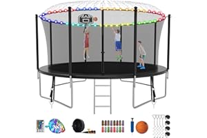 SKYUP Tranpoline 1500LBS 16 15 14 12 10 8 FT Tranpoline for 7-10 Kids and Adults, Windproof Outdoor Tranpoline with Enclosure Net, Basketball Hoop, Easy to Install & Last Long - ASTM Approved