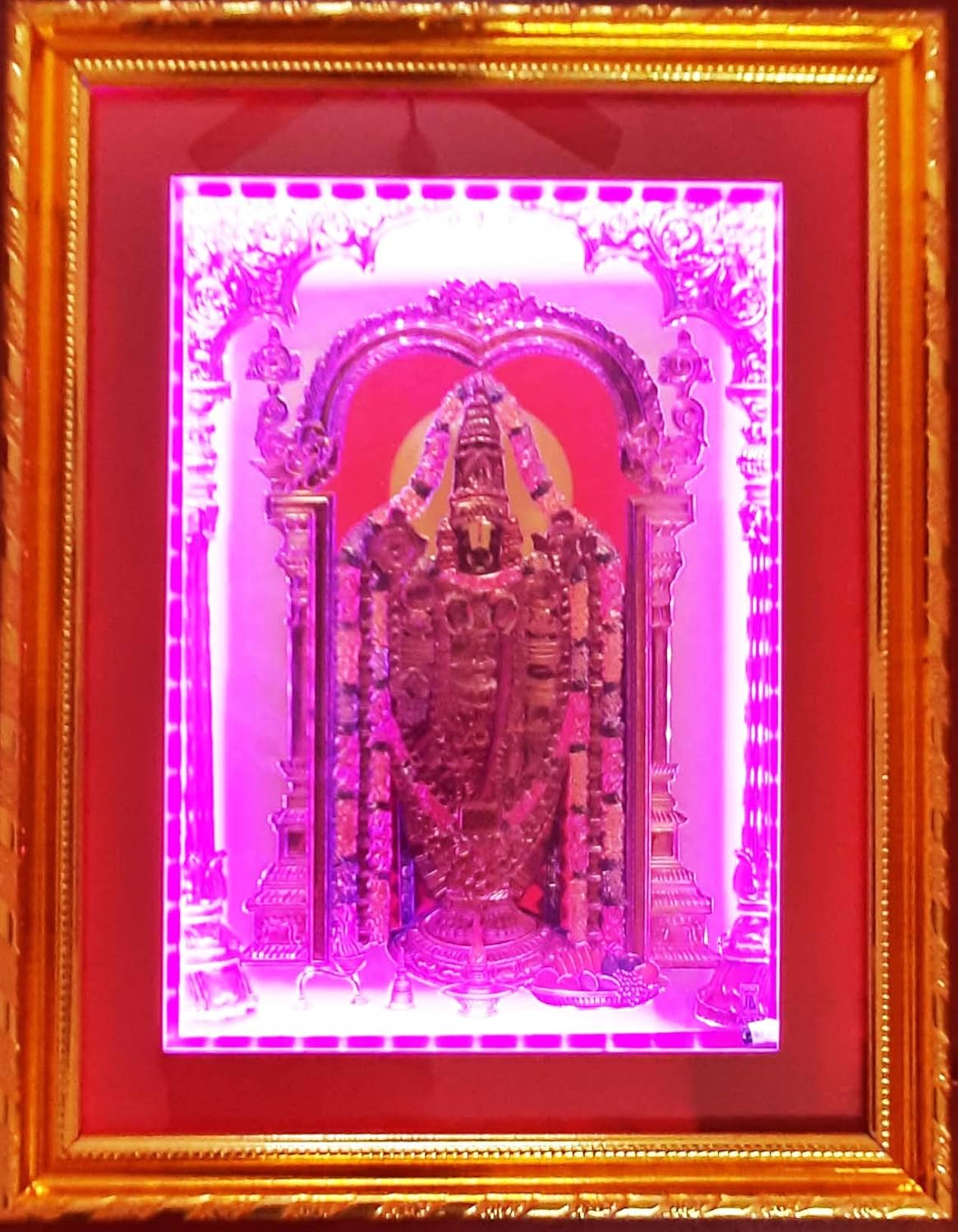 Tirupati Balaji Photo with LED Lights 15 x 11inch Balaji Photo Frame