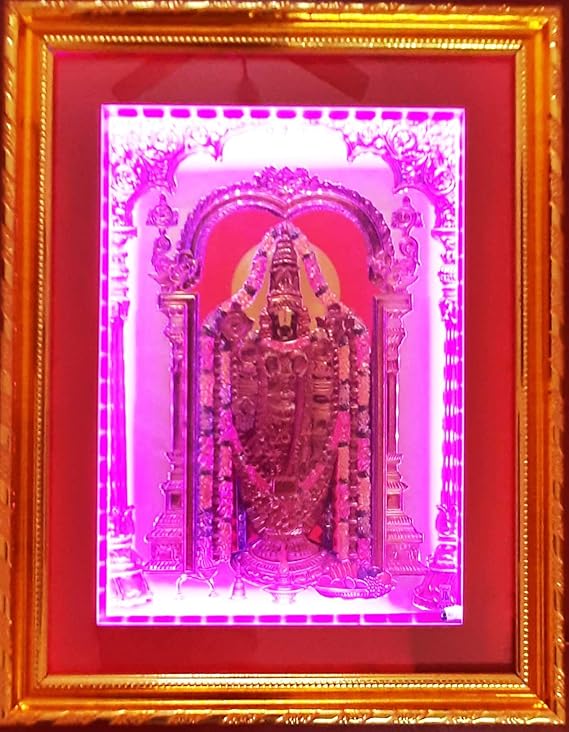 Tirupati Balaji Photo with LED Lights 15 x 11inch Balaji Photo Frame