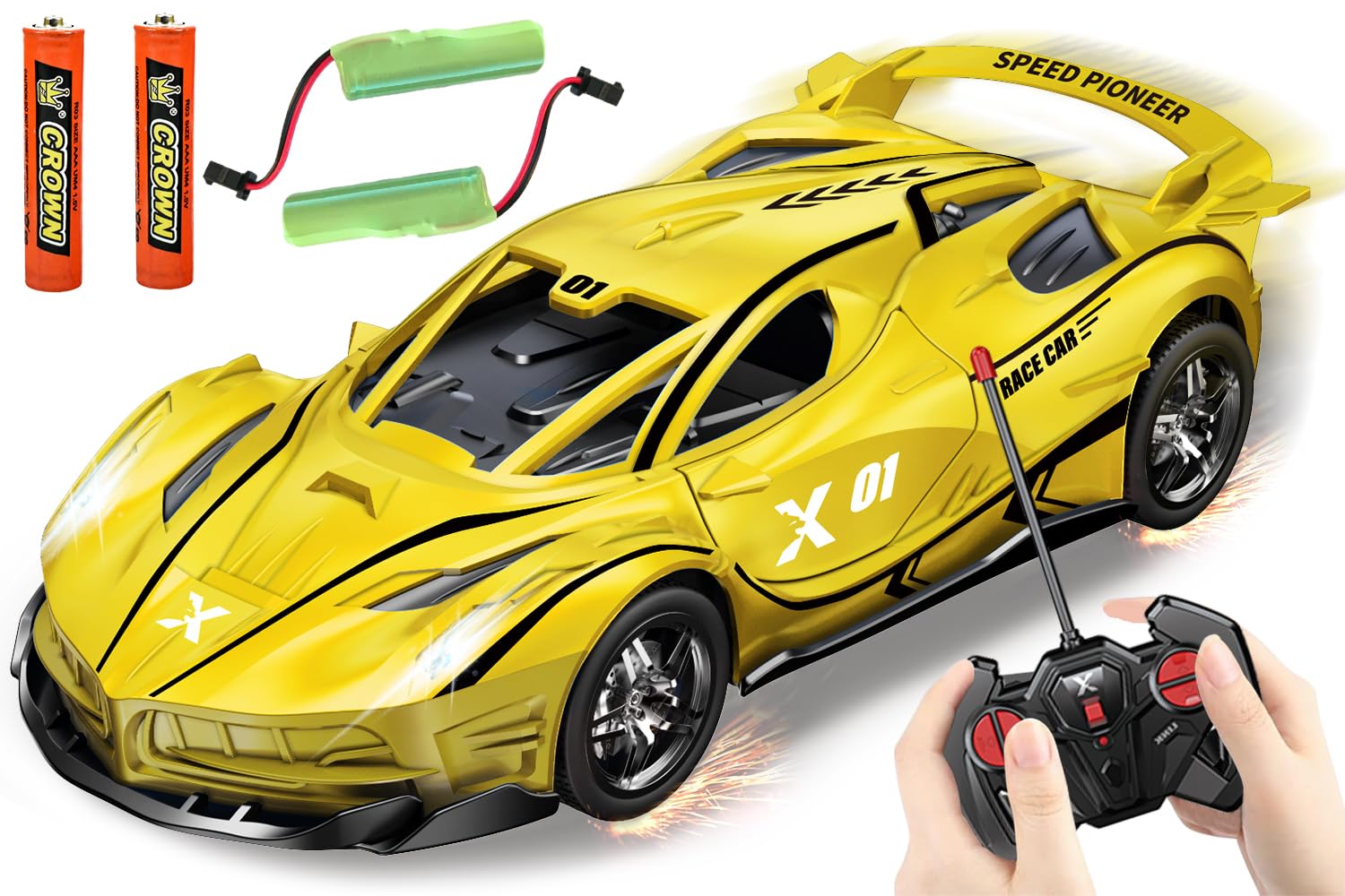 HATFRYF RC Drift Car, Cool Electric Remote Control Car, Kids Toy Vehicle, Model Toy for Boys - Driftable, Gifts for Kids Boy Yellow