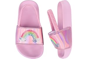 Otojaku Kids Flip Flops Sandals Toddler Boys Girls Sequin Slides Shower Beach Pool Shoes Slip on Summer Slippers with Back Strap