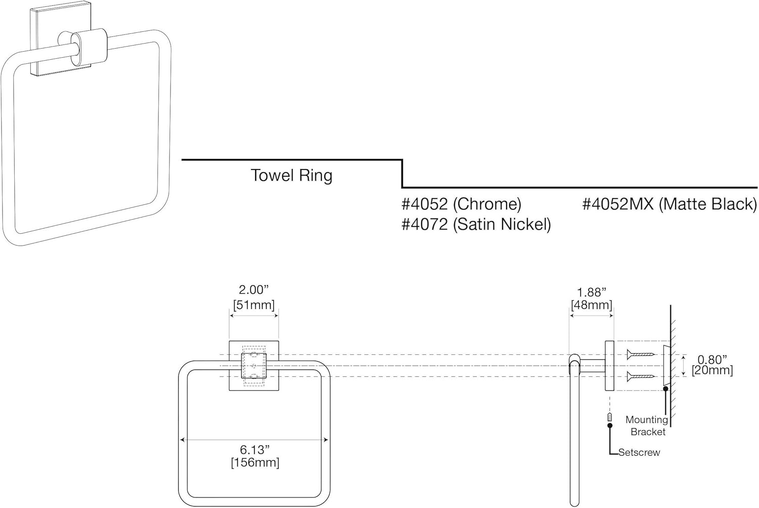 Gatco 4052 Elevate Towel Ring, Chrome - Gatco Elevate - 