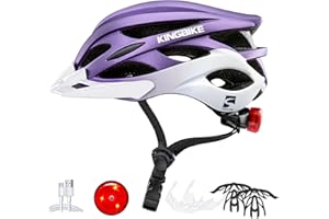 KINGBIKE Bike Helmet for Adult Men Women Youth Road Commute Mountain Cycling Helmets with USB Rechargeable Light Replaceable Padding and Visors Lightweight 20.4-23.6in