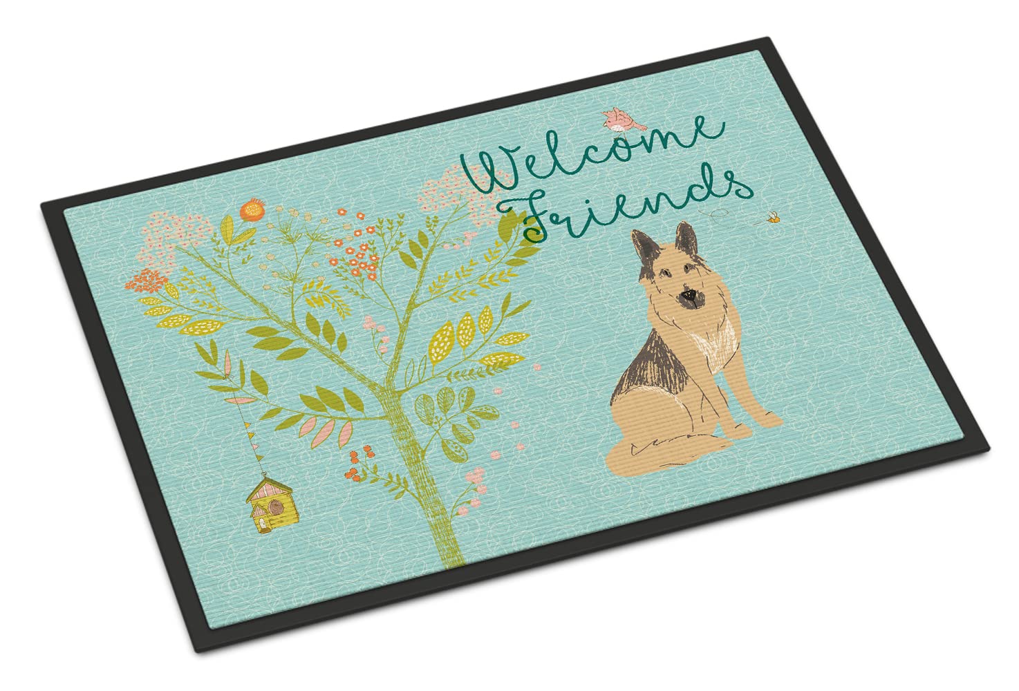 Caroline's Treasures Welcome Friends German Shepherd Doormat, Fabric, 24x36